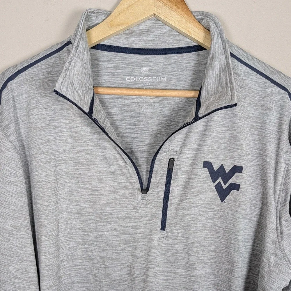 Colosseum West Virginia Mountaineers Mens Large Gray 1/4 Zip Pullover WVU NEW